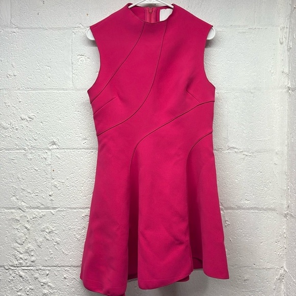 Acler Rowe Mini Dress Seamed High Neck Assymetical Azalea Pink sz US 8 - Picture 4 of 12